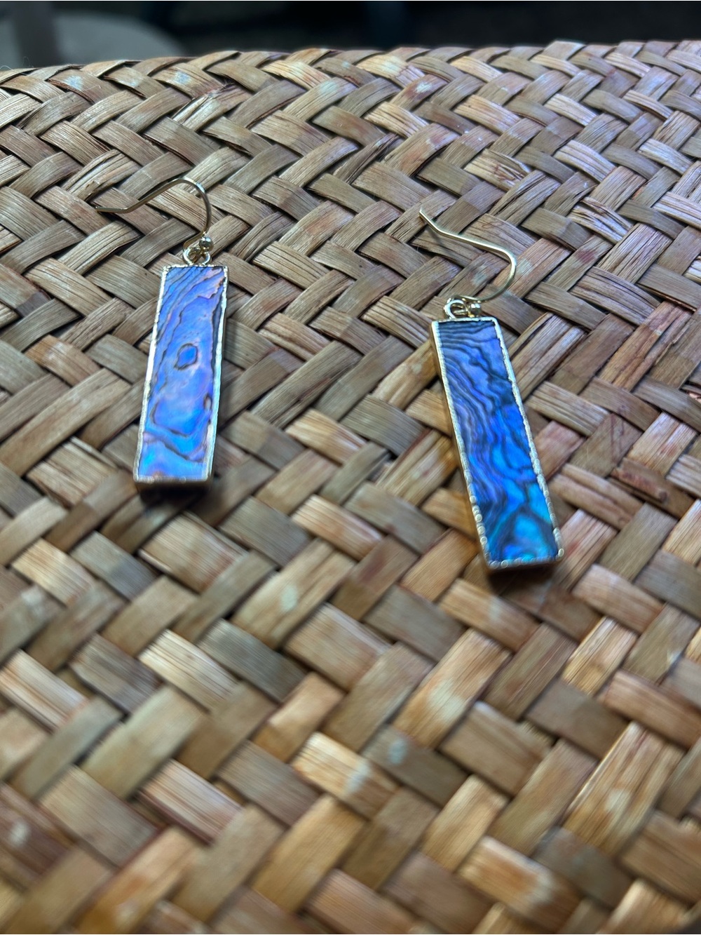 Blue Abalone Rectangle Drop Earrings - Women Jewelry